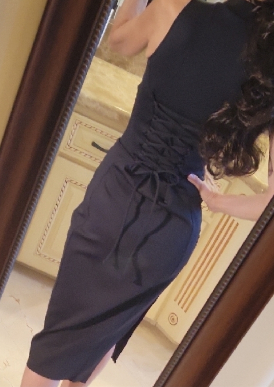 *TA3  Black Sleeveless Shapewear Midi Dress, S - Picture 7 of 16